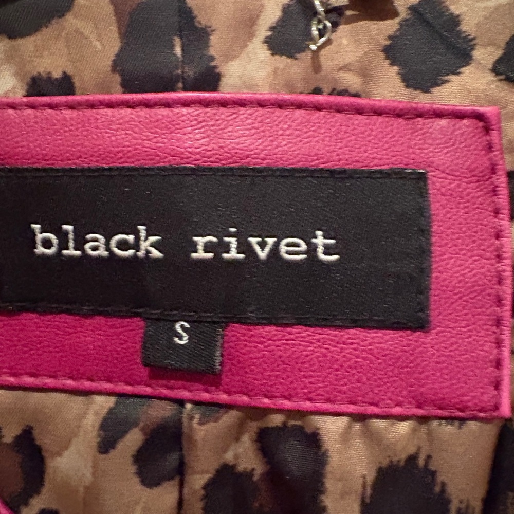 Black Rivet Fuchsia Leather Jacket - Picture 6 of 6